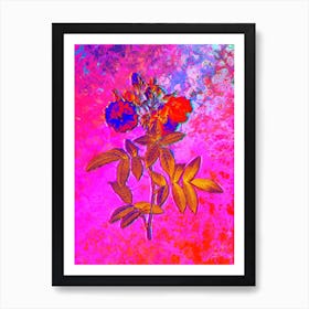 Hudson Rose Botanical in Acid Neon Pink Green and Blue Art Print