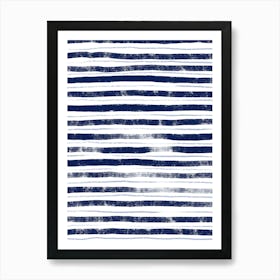 Blue Stripes Grungy Art Print