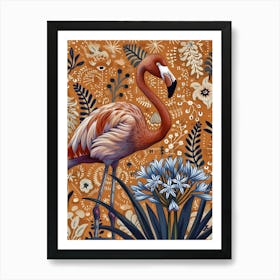 Greater Flamingo And Agapanthus Boho Print 4 Art Print