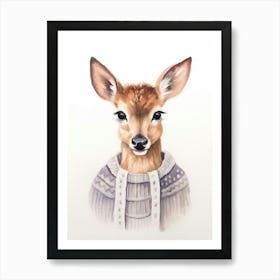 Baby Animal Watercolour Deer 3 Art Print