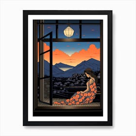 Yufuin Onsen, Japan Vintage Travel Art 2 Art Print