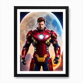 Iron Man In Front Of The Moon 1 Art Print