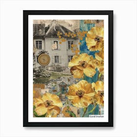 Dried Flowers Scrapbook Collage Cottage 3 Art Print
