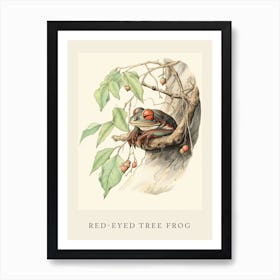 Beatrix Potter Inspired  Animal Watercolour Red Eyed Tree Frog Art Print