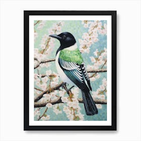 Ohara Koson Inspired Bird Painting Magpie 4 Art Print