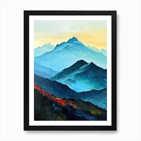 Tranquil Tempest: Minimalist Mountains Art Print