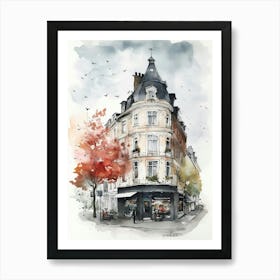 Norrebro Copenhagen Neighborhood, Watercolour 4 Art Print