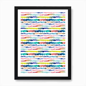 Gradient Watercolor Lines Blue Art Print