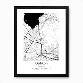 Opfikon,Switzerland Minimalist Map Art Print