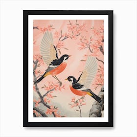 Vintage Japanese Inspired Bird Print Robin 8 Art Print