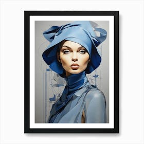 Woman In A Blue Hat Art Print