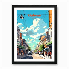 Galway Ireland Streetview Modern Travel Illustration Art Print