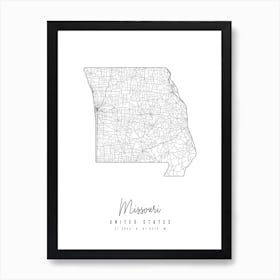 Missouri Minimal Street Map Art Print