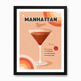 Manhattan Classic Retro Rainbow Peach, Orange and Cream Art Print