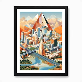 Beijing, China, Geometric Illustration 3 Art Print