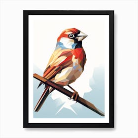 Colourful Geometric Bird House Sparrow 1 Art Print