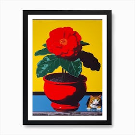 Dahlia With A Cat 3 Pop Art  Art Print