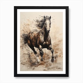 A Horse Painting In The Style Of Palette Negative Painting 1 Art Print