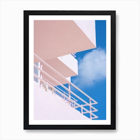 Pink Balcony  Aesthetic Architecture Art Print