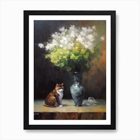 Hydrangea With A Cat 1 Art Print