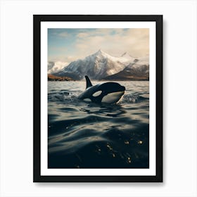Icy Mountain Realistic Photography Orca Whale1 Art Print