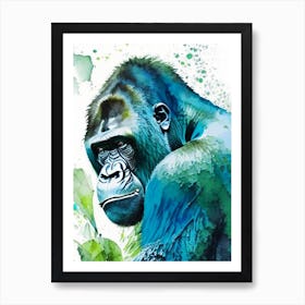 Gorilla Crawling Gorillas Mosaic Watercolour 4 Art Print