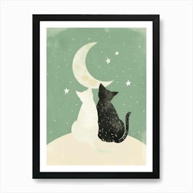 Cats On The Moon Art Print