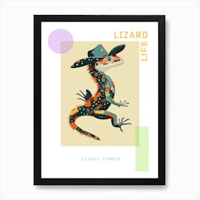 Lizard With A Cow Print Cowboy Hat Modern Abstract Illustration 1 Poster Art Print