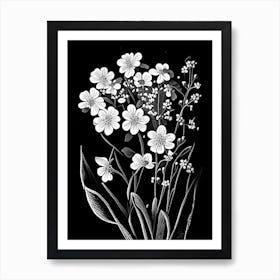 Forget Me Not Wildflower Linocut Art Print