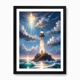 A Lighthouse In The Middle Of The Ocean 42 Art Print