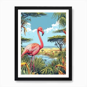 Greater Flamingo Tanzania Tropical Illustration 6 Affiche