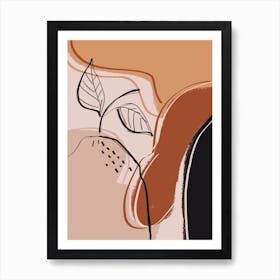 Abstract Earth Tones And Line Art Art Print