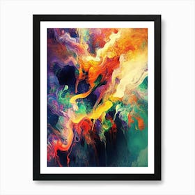 Abstract Colourful Painting of Melted Colouring Elements Art Print