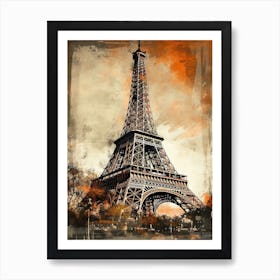 Eiffel Tower Paris France Sketch Drawing Style 4 Art Print