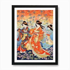 Awa Odori Dance Japanese Traditional Illustration 7 Art Print