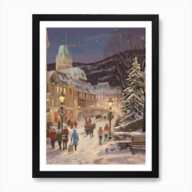 Vintage Winter Illustration Quebec City Canada 4 Art Print