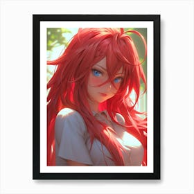 Anime Girl With Red Hair Art Print