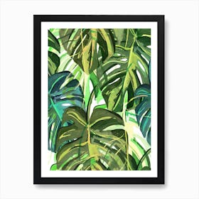 Tropical Leaves Seamless Pattern Art Print