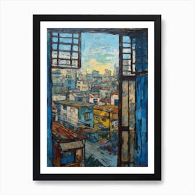 Window View Of Tokyo In The Style Of Expressionism 4 Art Print