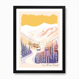 Poster Of Sun Peaks Resort   British Columbia, Canada, Ski Resort Pastel Colours Illustration 1 Art Print