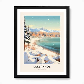Vintage Winter Travel Poster Lake Tahoe Usa 3 Art Print