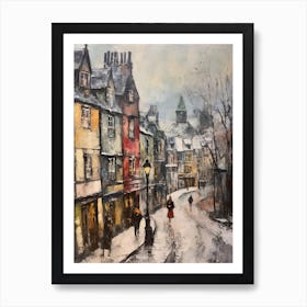 Vintage Winter Painting Edinburgh Scotland 1 Art Print