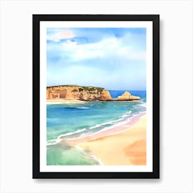 Praia Da Rocha, Algarve, Portugal Watercolour Art Print