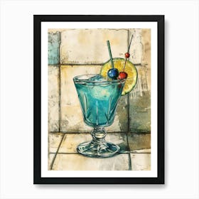 Blue Lagoon Watercolour  3 Art Print