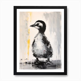 Minimalist Brushstroke Portrait Of A Duckling 3 Art Print