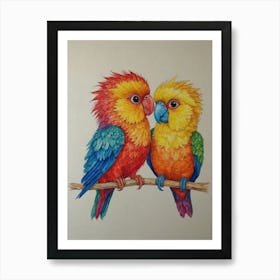 Two Parrots 3 Art Print