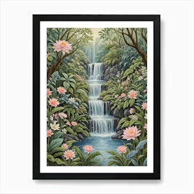 Romantic Waterfall In The Jungle Art Print