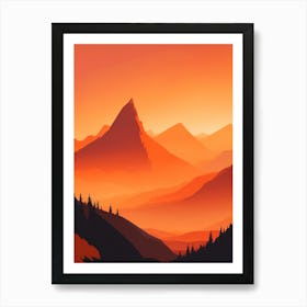 Misty Mountains Vertical Composition In Orange Tone 186 Art Print