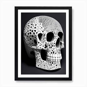 Skull With Terrazzo 2 Patterns Linocut Art Print