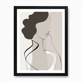 Woman Silhouette Line Art Abstract 4 Art Print